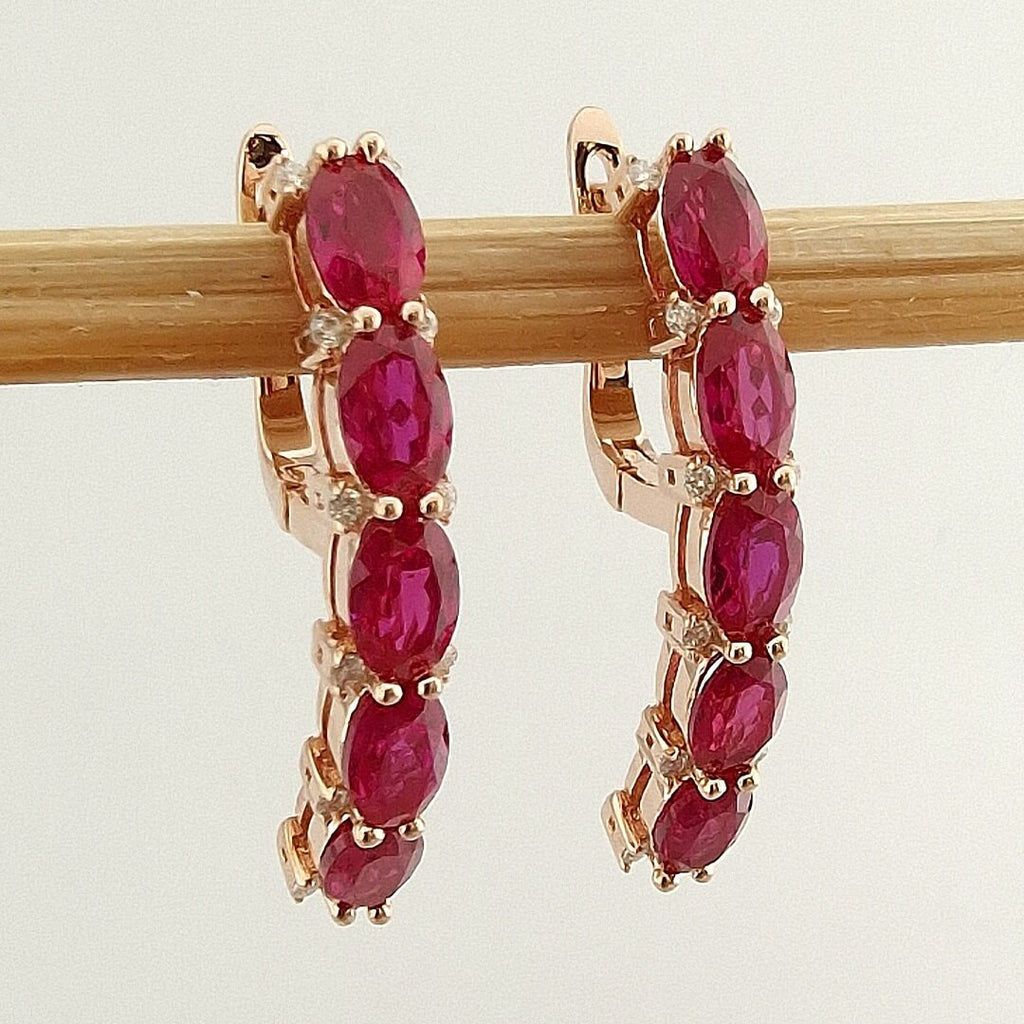 Lab-grown Ruby 14K Gold Vermeil Silver Earrings