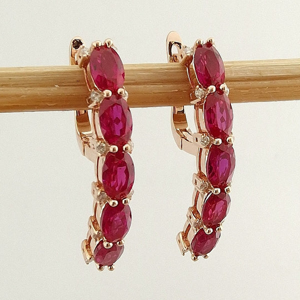 Lab-grown Ruby 14K Gold Vermeil Silver Earrings