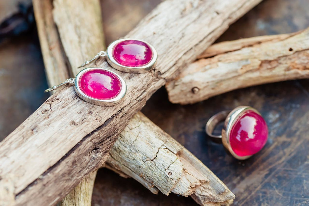 Silver Ruby Earrings