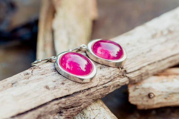 Silver Ruby Earrings