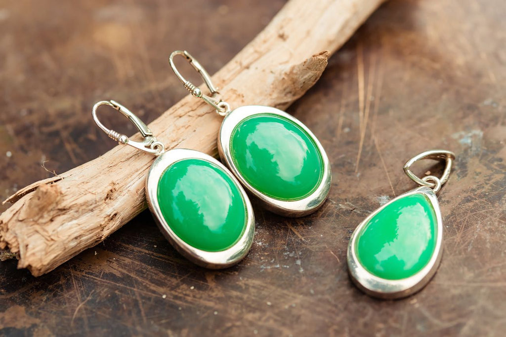 Silver Chrysoprase Earrings