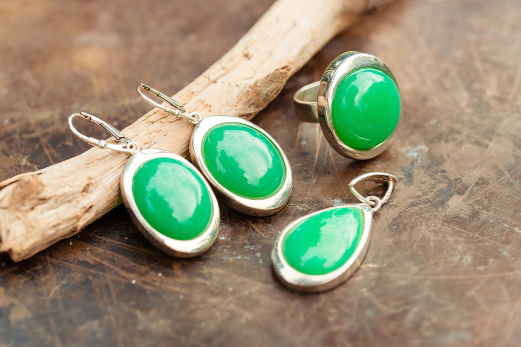 Silver Chrysoprase Earrings
