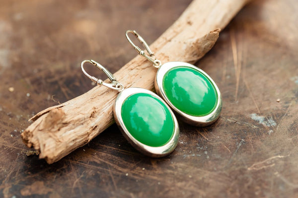 Silver Chrysoprase Earrings