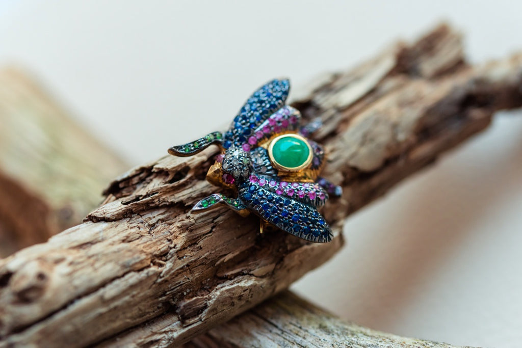 Silver and gold brooch Fly