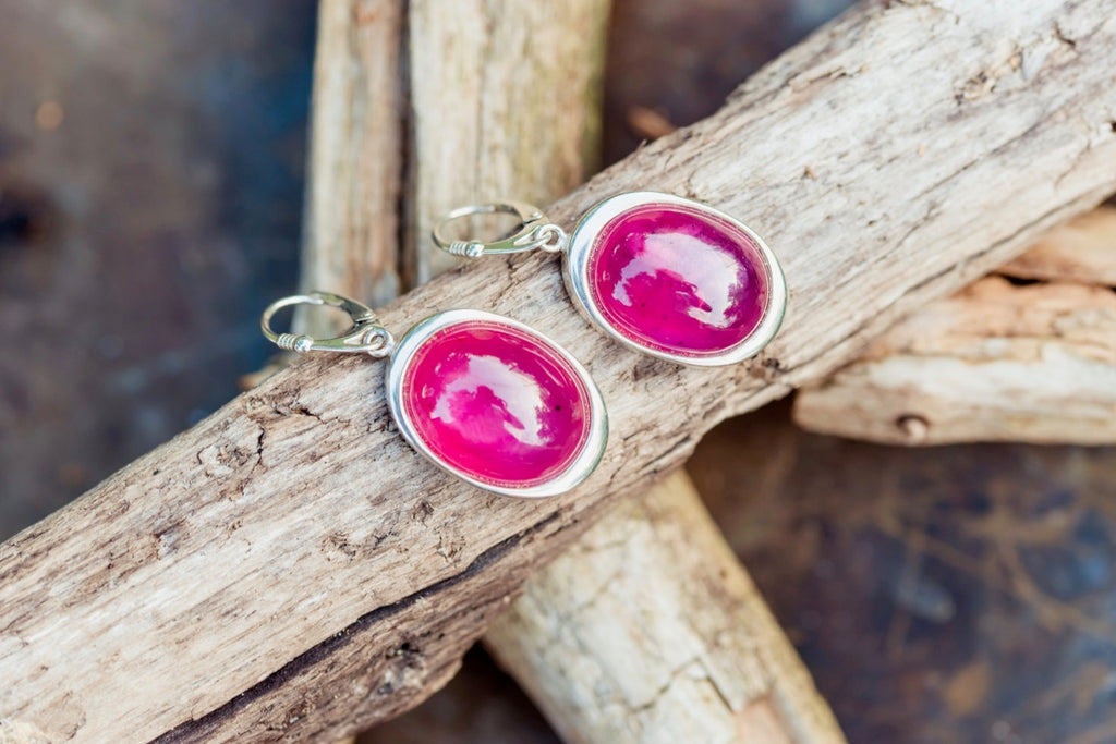 Silver Ruby Earrings